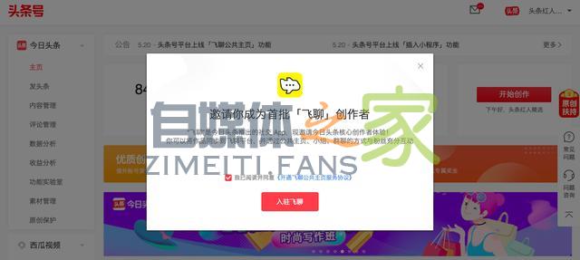 头条号平台上线「飞聊公共主页」功能