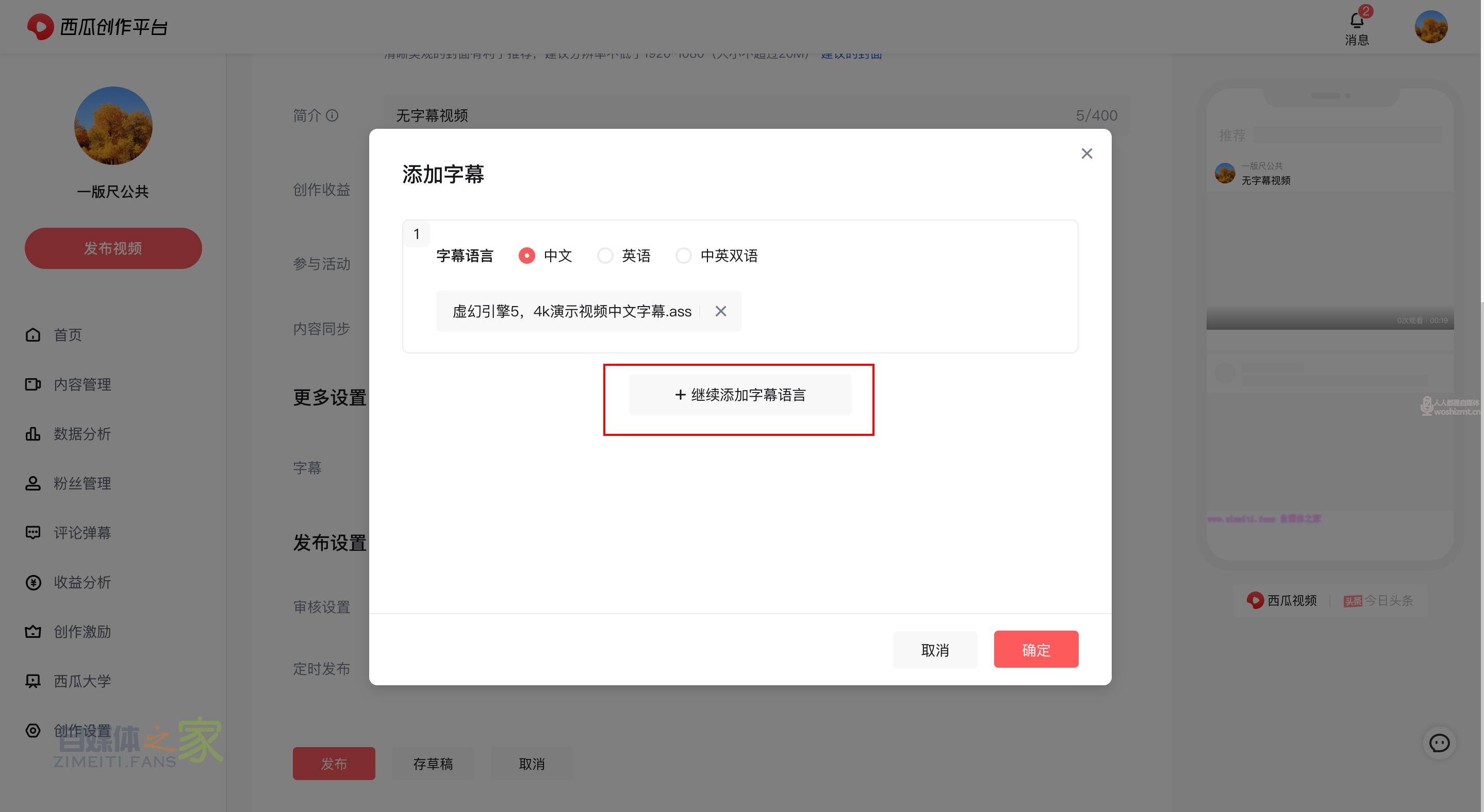 关于西瓜视频外挂字幕上线的公告