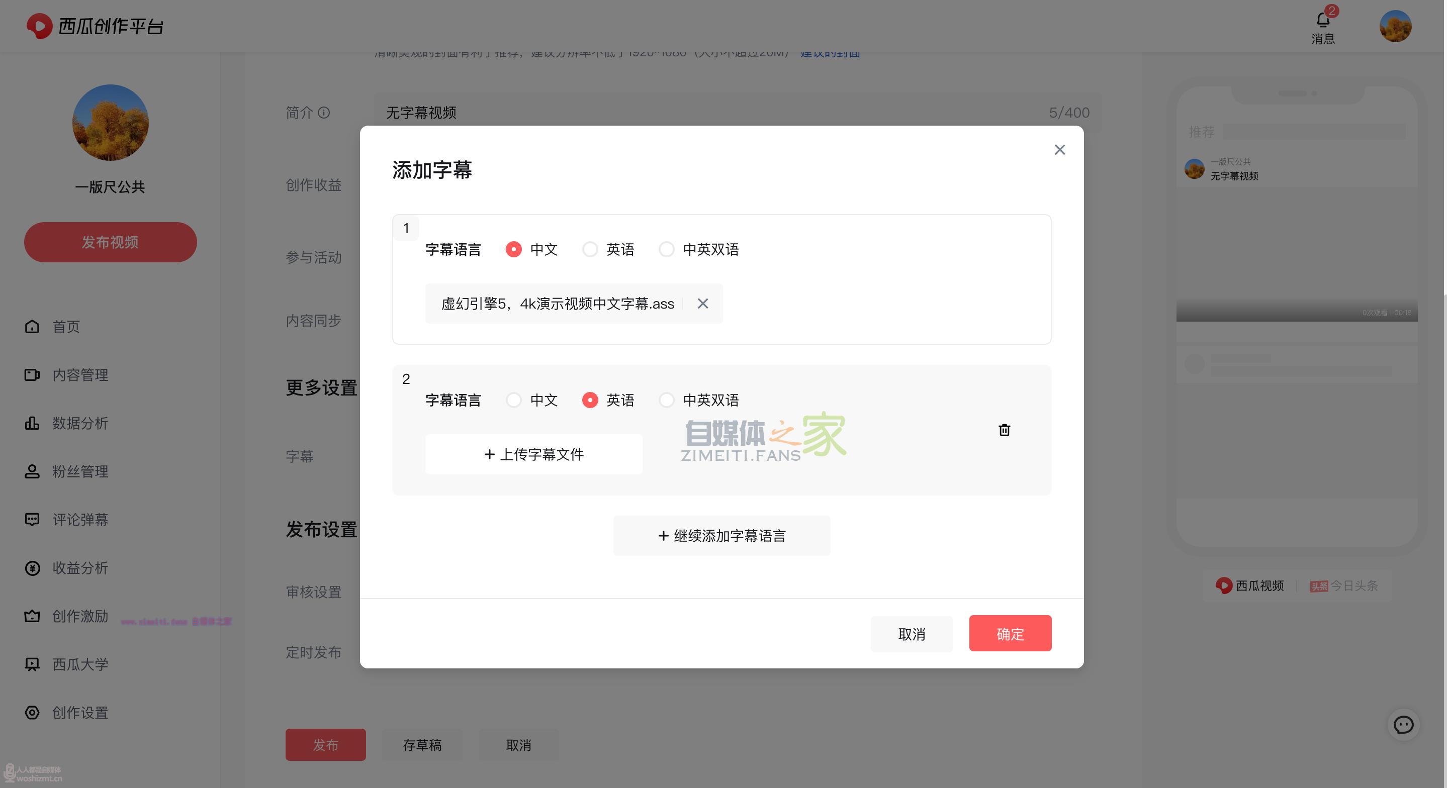 关于西瓜视频外挂字幕上线的公告