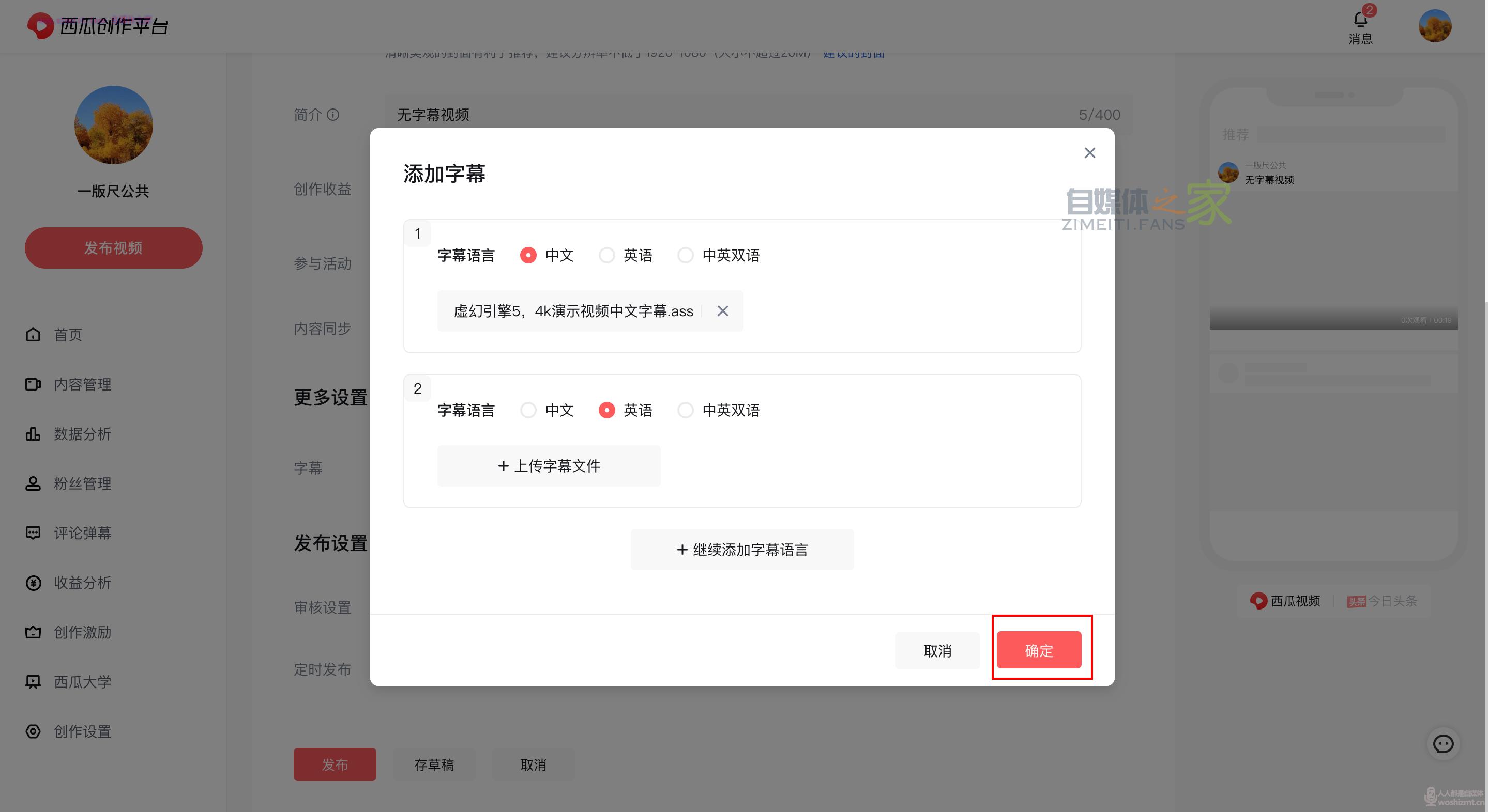 关于西瓜视频外挂字幕上线的公告